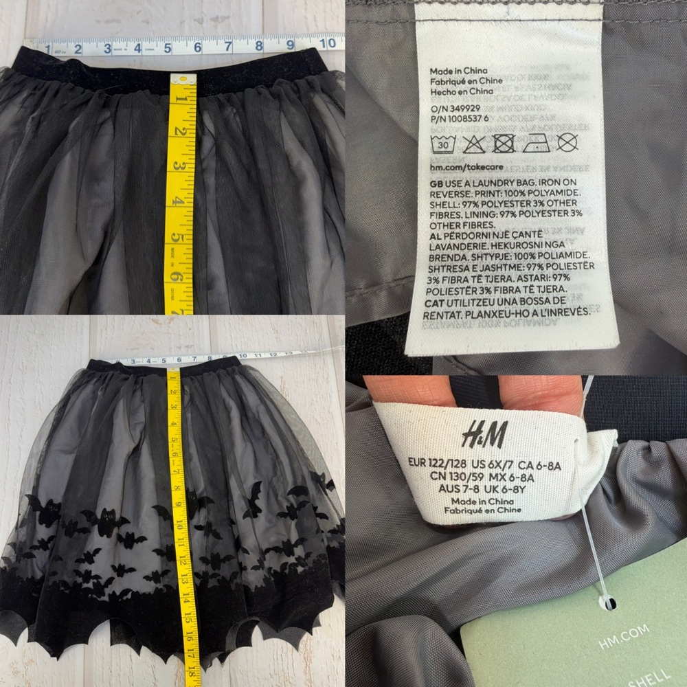 H&M Girls Black Bat Tulle Skirt‎ Halloween US 6X/7 - Picture 13 of 17